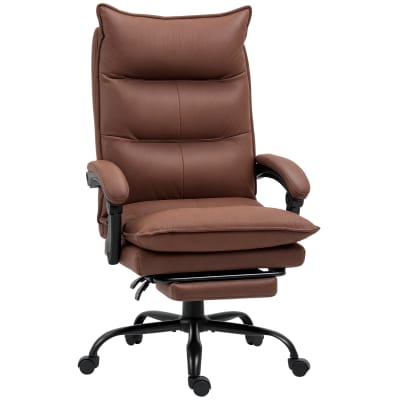 Fauteuil bureau massant chauffant dossier inclinable microfibre marron