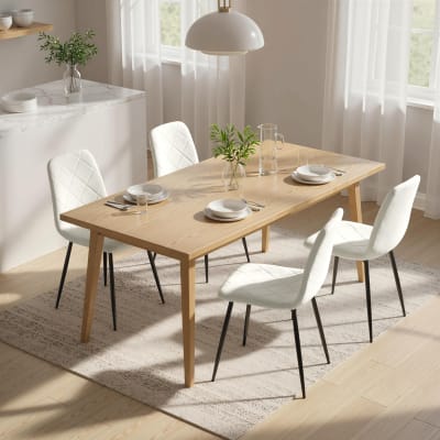Lot de 4 chaises de salle à manger dossier haut pieds en acier crème