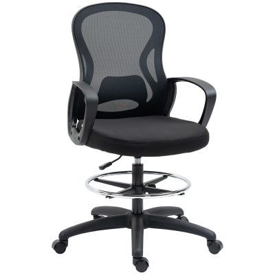 Chaise de bureau assise haute réglable pivotante maille respirant noir