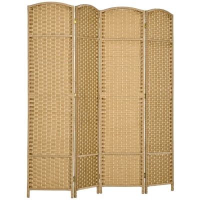 Paravent intérieur en bois 4 panneaux pliable bois bois naturel