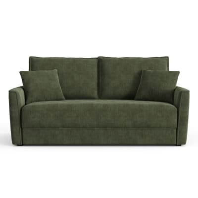Canapé convertible 3 places en tissu tramé toucher doux vert kaki