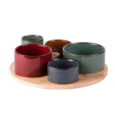 Service apéritif  6 pièces   multicolores en porcelaine