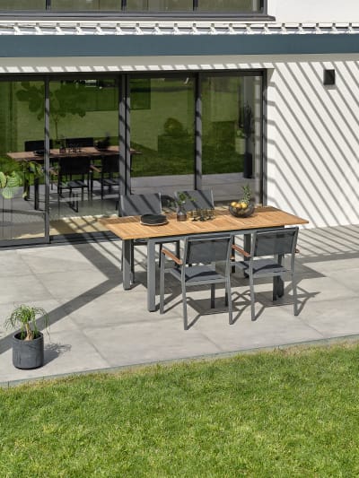 Ensemble repas de jardin 4 places alu et acacia