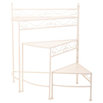 Supports de pots de fleurs en fer forgé blanc 55x30x61