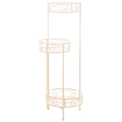 Support pour 3 pots en fer forgé blanc 30x25x90