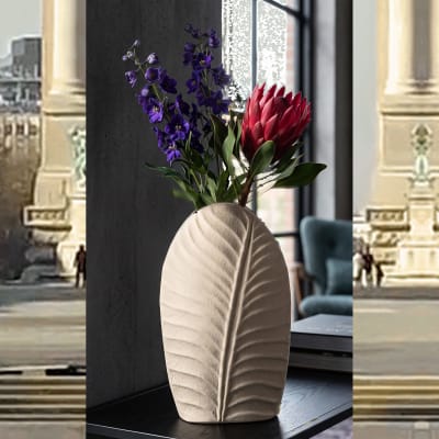 Vase en métal couleur crème 18x9,5x29,5 cm