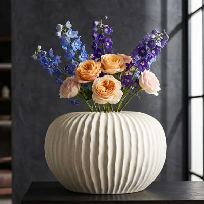 Vase en magnésium couleur crème ø 40x23 cm