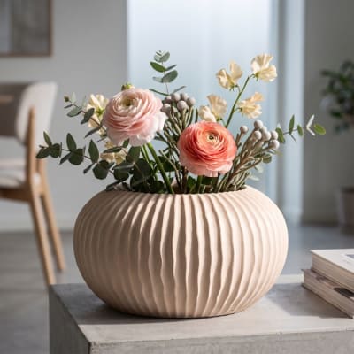 Vase en magnésium couleur crème ø 35x18 cm