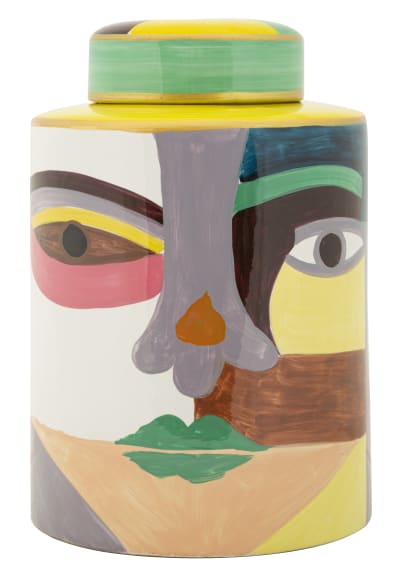Vase en céramique multicolore avec couvercle cm ø 19x28