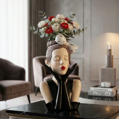 Vase buste de femme en résine multicolore cm ø 17x14x30,5
