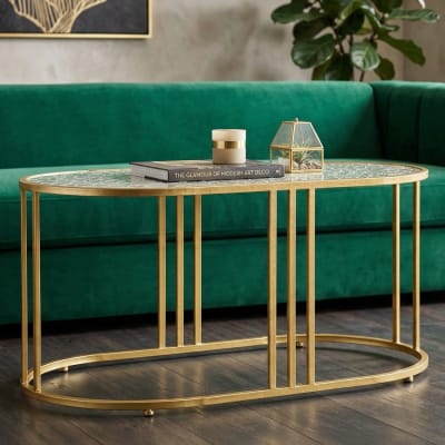 Table basse en métal doré et verre cm 90x50x45