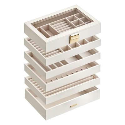 Plateaux à bijoux empilables boîte à bijoux 28 x 17 x 25.3 cm beige