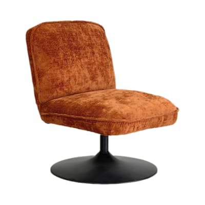 Fauteuil pivotant en velours côtelé pied tulipe - marron