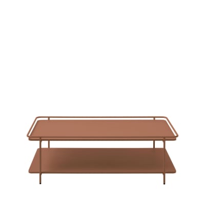 Table basse 2 plateaux en métal - terracotta