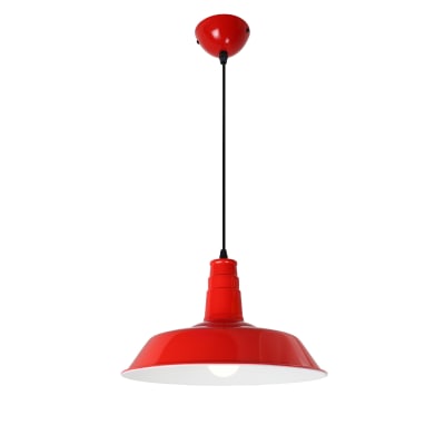 Plafonnier industriel métal rouge, E27 Ø36 cm