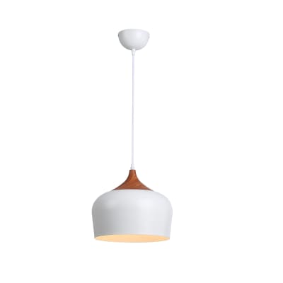 Plafonnier industriel bois blanc E27 Ø30 cm