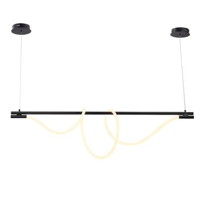 Plafonnier LED moderne néon métal noir ondulé 45W 150cm