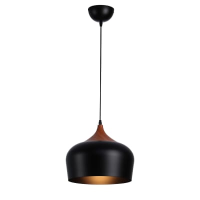 Plafonnier industriel en bois tambour, E27  Ø35 cm