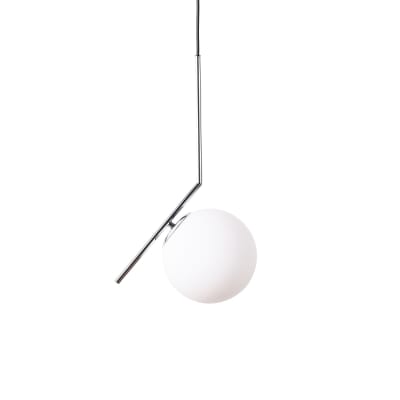 Plafonnier nordique chromé boule en verre, E27  Ø18 cm