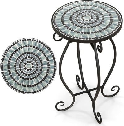 Table d’appoint en mosaïque cadre en métal robuste 30X30X50cm