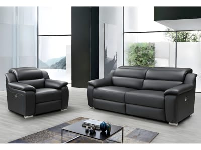 Canapé relaxation cuir 3 places noir