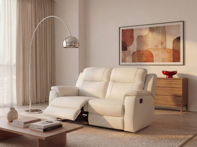 Canapé relaxation cuir 2 places ivoire}