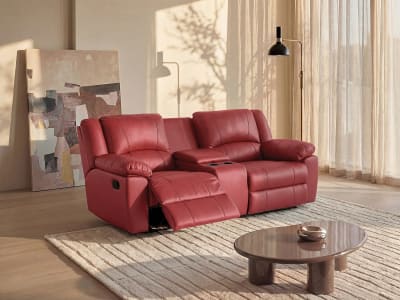 Canapé relaxation cuir 2 places rouge}