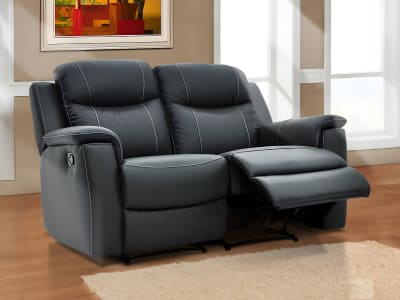 Canapé relaxation cuir 2 places gris anthracite}