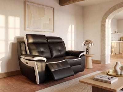 Canapé relaxation cuir 2 places noir
