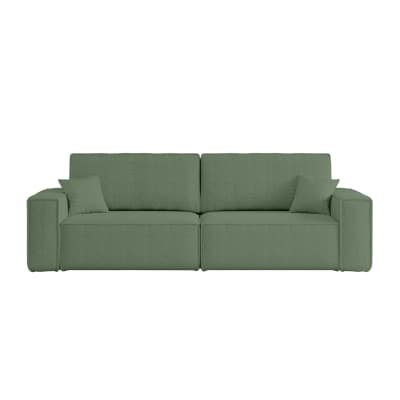 Canapé droit 3 places convertible en tissu bouclette - vert