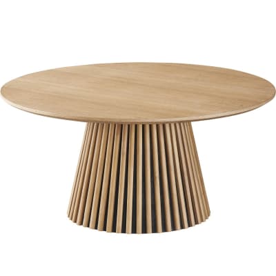 Table basse ronde en bois piètement cannelé ø80 cm