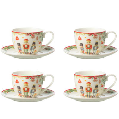 Coffret de 4 tasses à thé avec sous tasse casse noisette