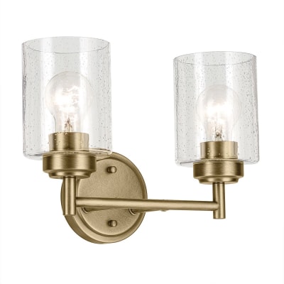 Winslow Applique Murale en Acier, Verre Bullé Laiton Naturel