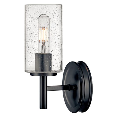 Collier Applique Murale en Acier, Verre Transparent Bullé, Oxyde Noire