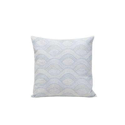 Housse de coussin vagues finement brodées bleu 40x40 cm