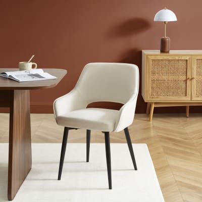 Lot de 2 fauteuils tissu beige pieds métal noir