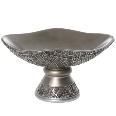 Centre de table en résine argentée et vieillie 17 cm