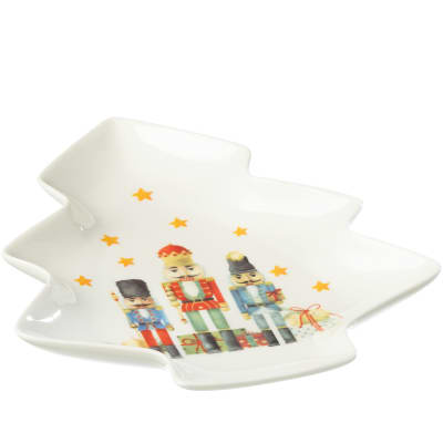 Plat de présentation en forme de sapin motif casse noisette
