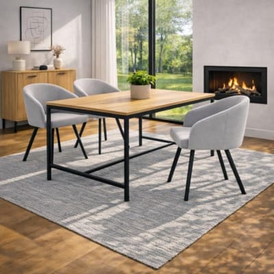 Table de salle à manger 160 cm 6 personnes en chêne noir