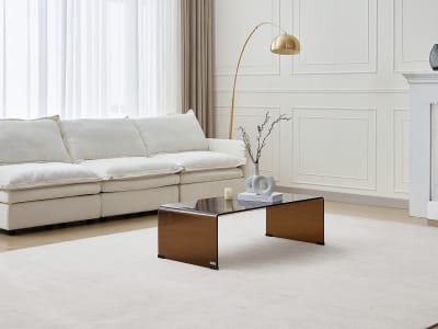 Table basse verre trempé marron