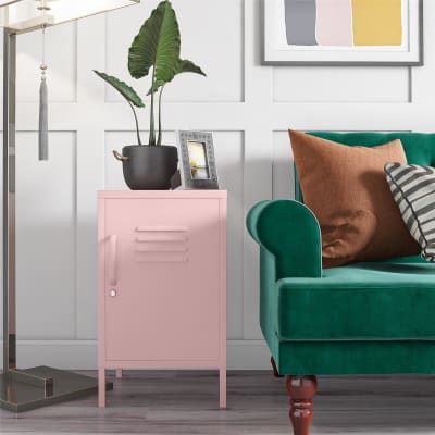 Table d'appoint avec 1 porte en métal rose