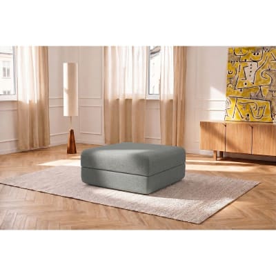 Pouf convertible et modulable 1 place en tissu lisse gris