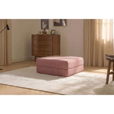 Pouf convertible et modulable 1 place en velours côtelé rose