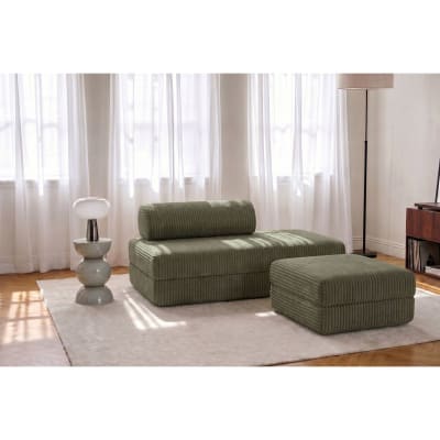 Pouf convertible et modulable 1 place en velours côtelé xl vert