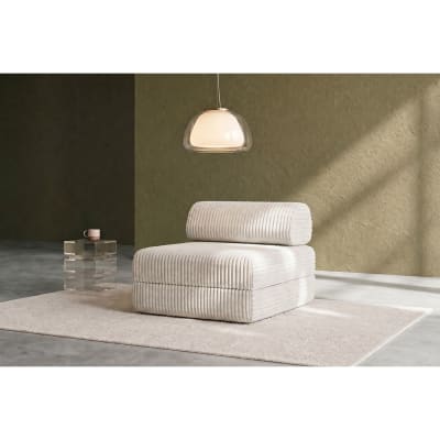Fauteuil convertible et modulable 1 place en velours côtelé xl blanc