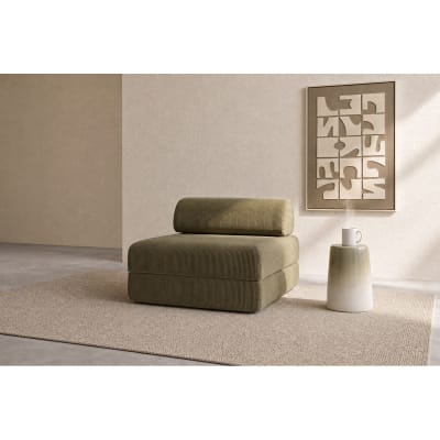 Fauteuil convertible et modulable 1 place en velours côtelé vert