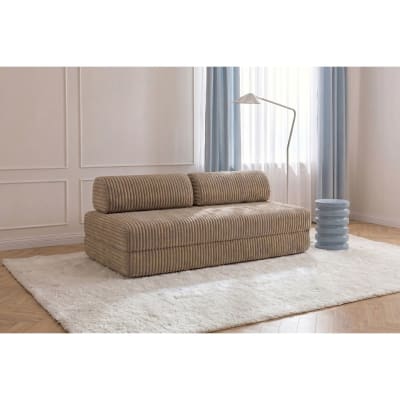 Canapé convertible et modulable 3 places en velours marron