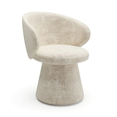 Fauteuil rotatif 360° en velours texturé crème