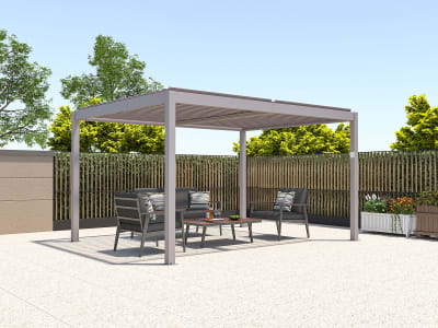 Pergola autoportée aluminium taupe