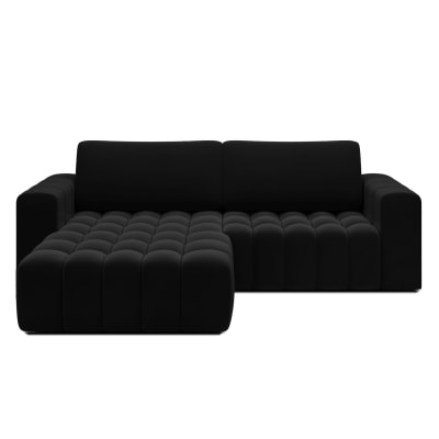 Canapé d'angle gauche convertible 4 places en velours noir